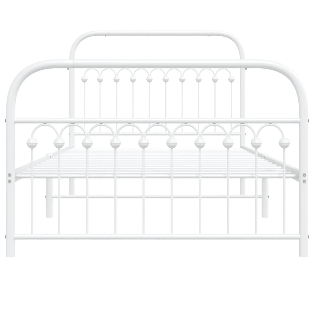 vidaXL Metal Bed Frame without Mattress with Footboard White 107x203cm