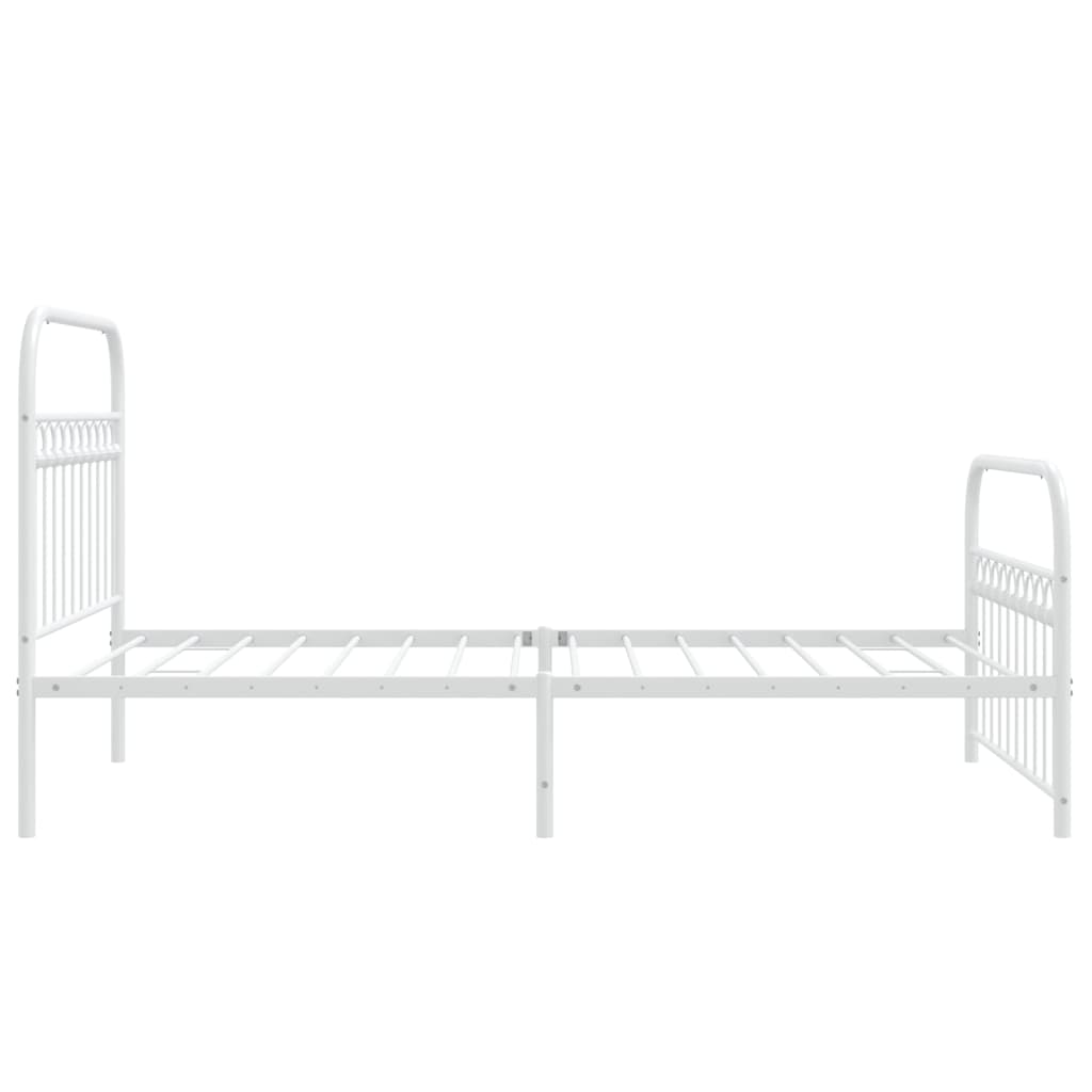 vidaXL Metal Bed Frame without Mattress with Footboard White 107x203cm