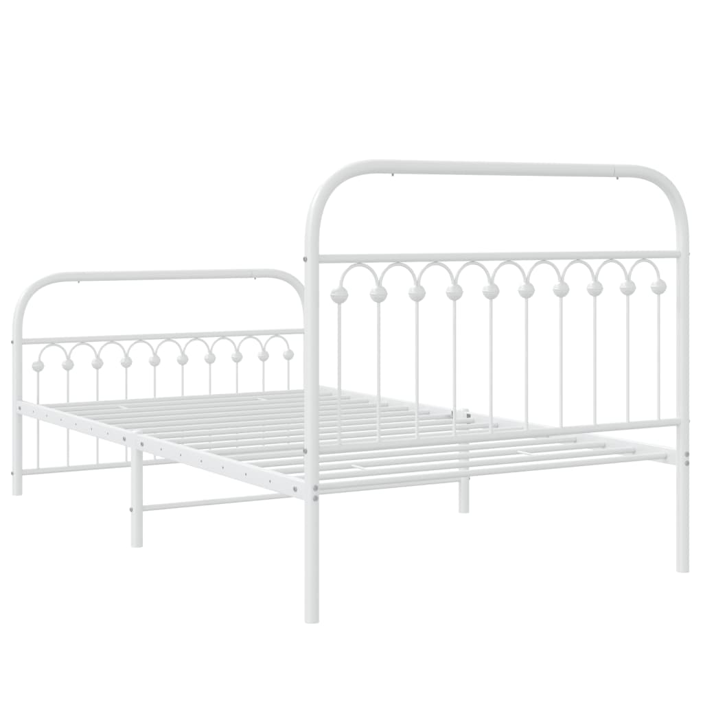 vidaXL Metal Bed Frame without Mattress with Footboard White 107x203cm