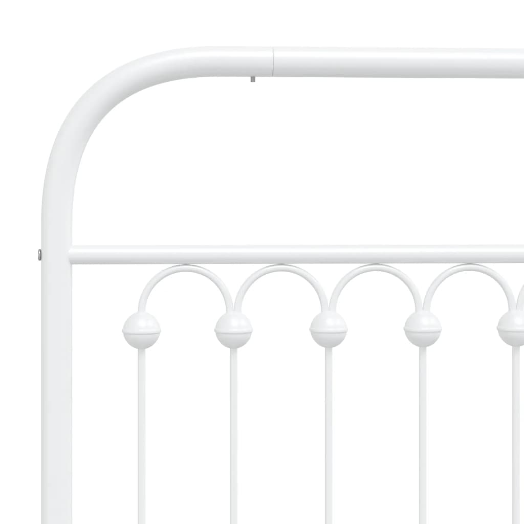 Metal Bed Frame without Mattress with Footboard White 150x200cm