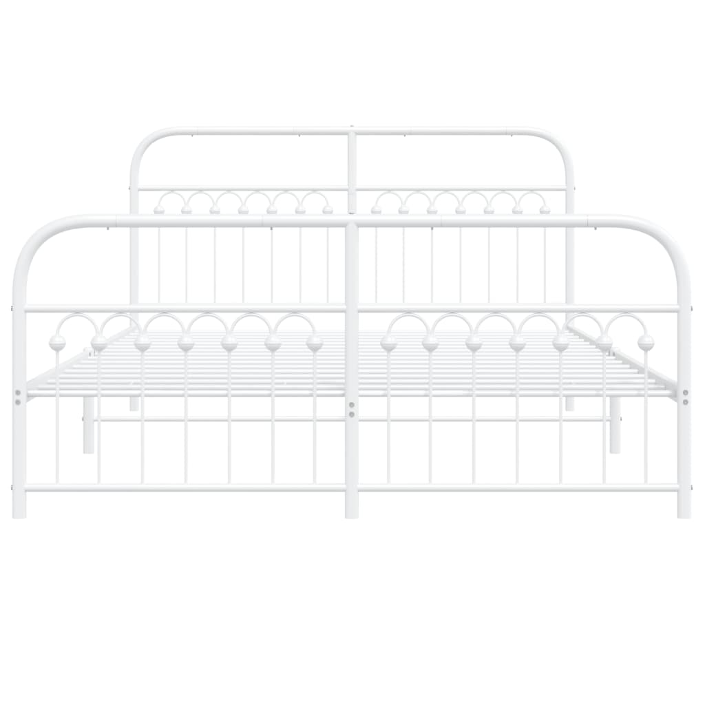 vidaXL Metal Bed Frame without Mattress with Footboard White 160x200cm