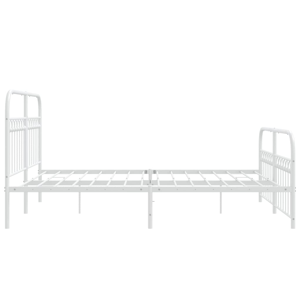 vidaXL Metal Bed Frame without Mattress with Footboard White 160x200cm