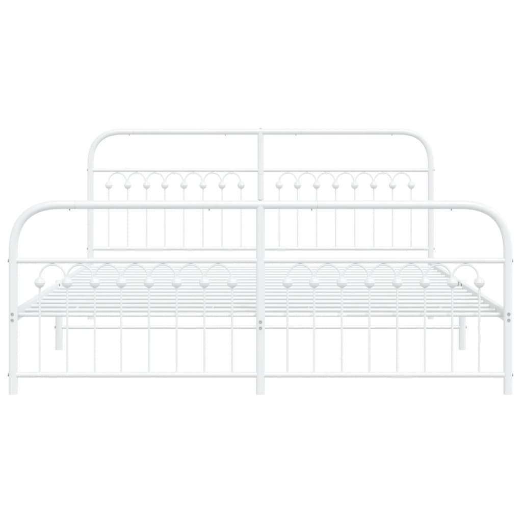 vidaXL Metal Bed Frame without Mattress with Footboard White 183x203cm