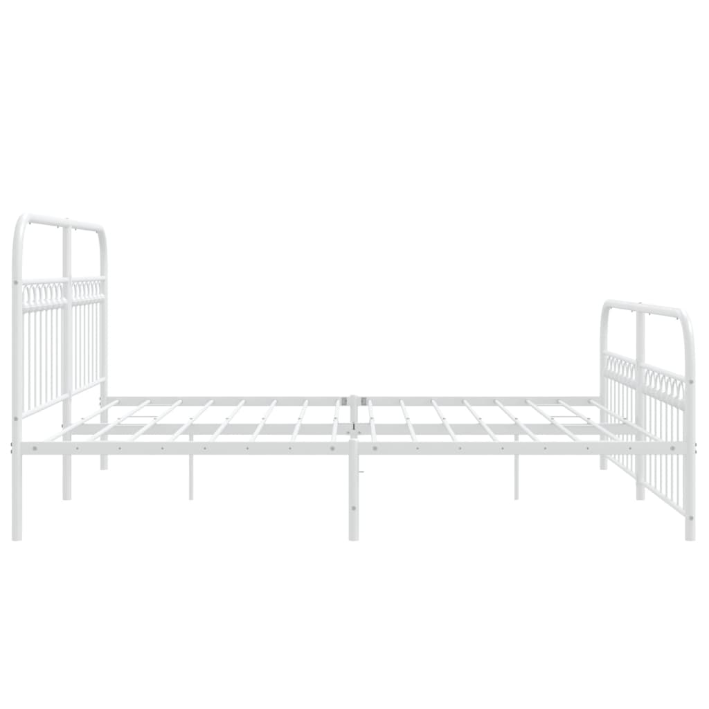 vidaXL Metal Bed Frame without Mattress with Footboard White 183x203cm