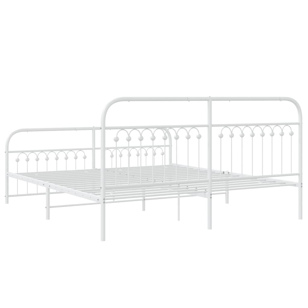 vidaXL Metal Bed Frame without Mattress with Footboard White 183x203cm