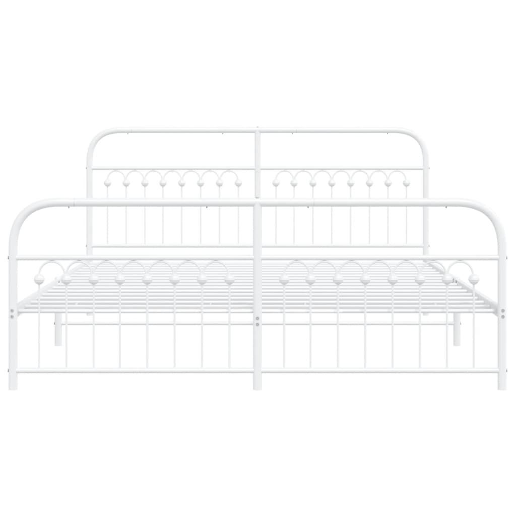 vidaXL Metal Bed Frame without Mattress with Footboard White 183x213cm