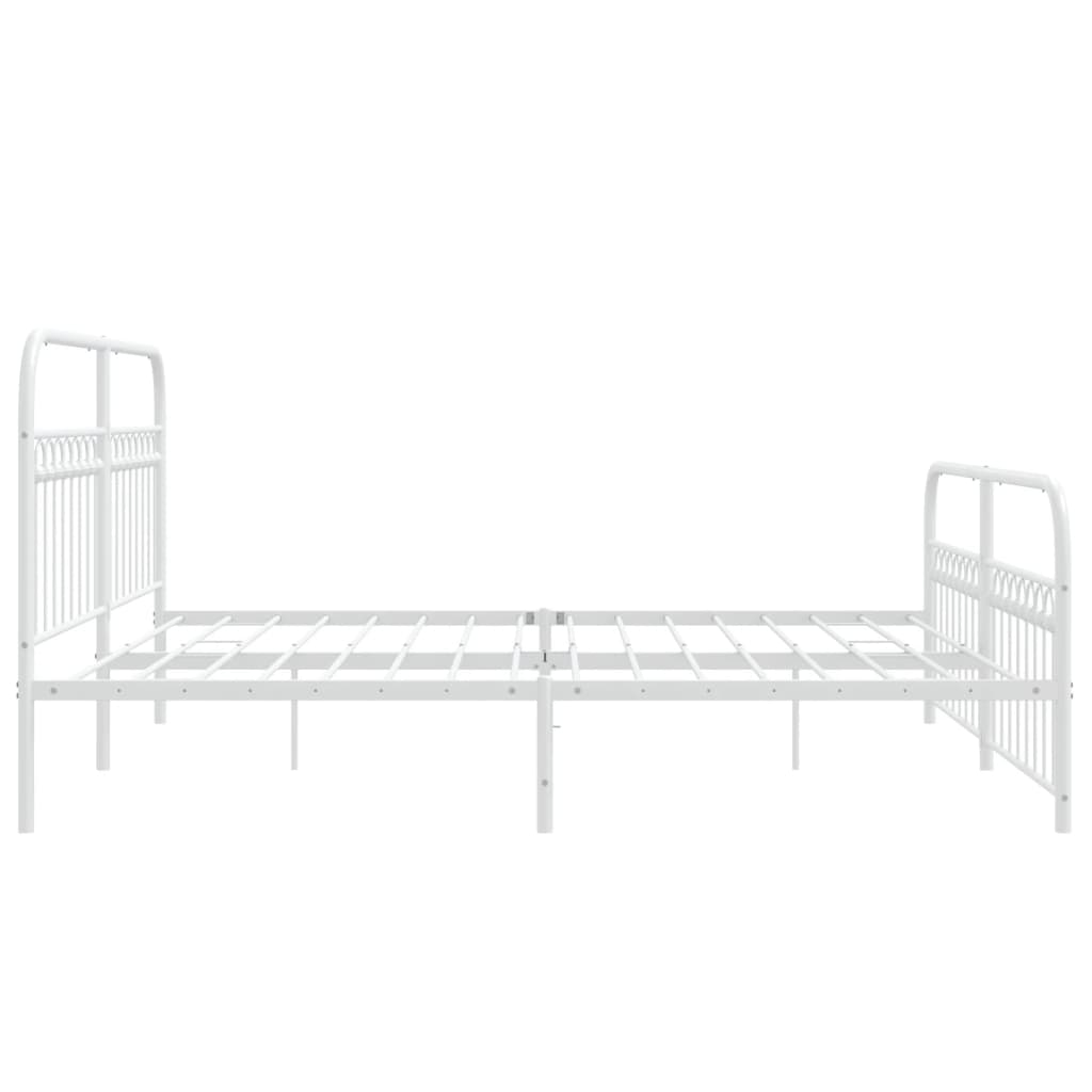 vidaXL Metal Bed Frame without Mattress with Footboard White 183x213cm