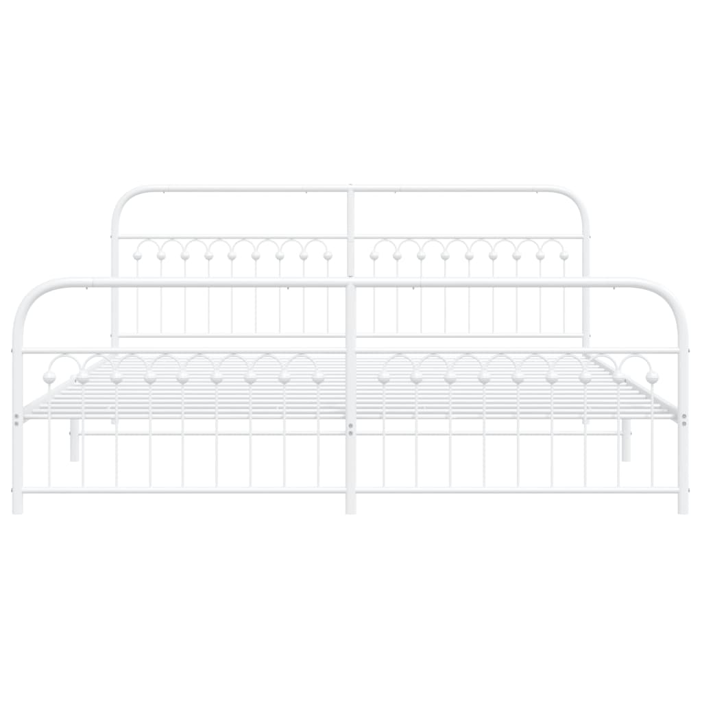 vidaXL Metal Bed Frame without Mattress with Footboard White 193x203cm