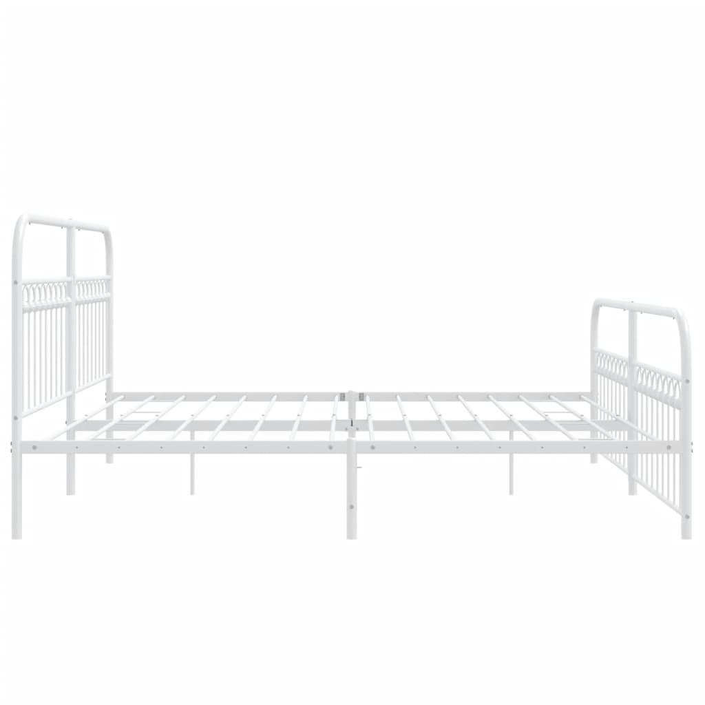 vidaXL Metal Bed Frame without Mattress with Footboard White 193x203cm