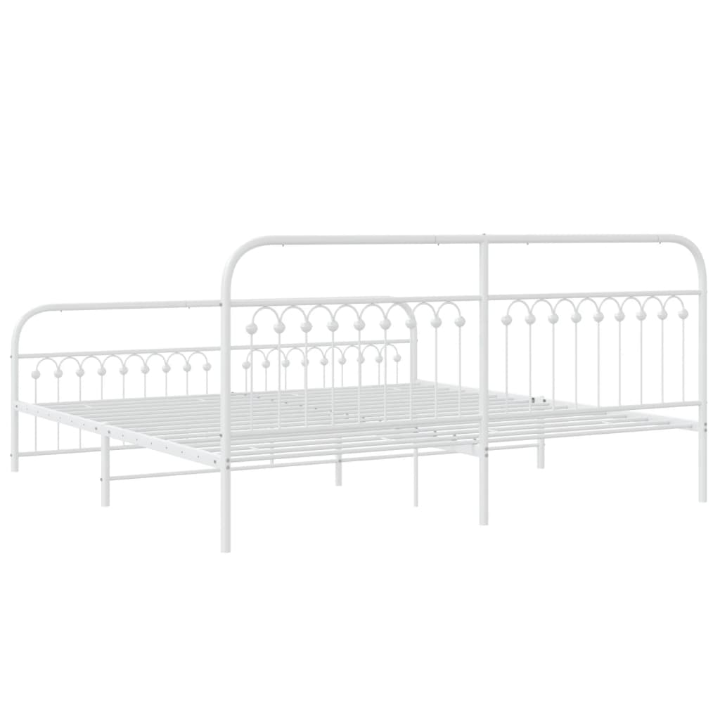 vidaXL Metal Bed Frame without Mattress with Footboard White 193x203cm