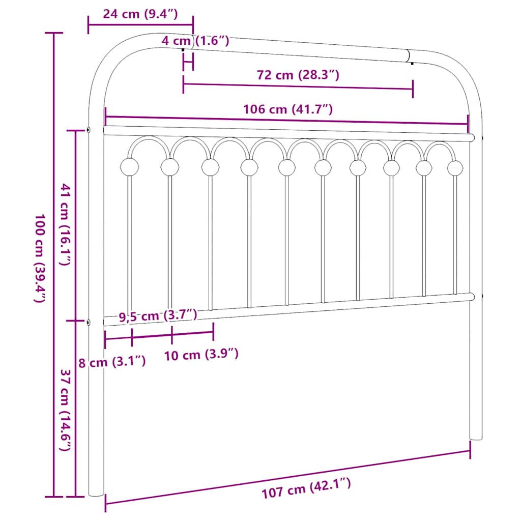 Metal Replace Headboard White 107 cm