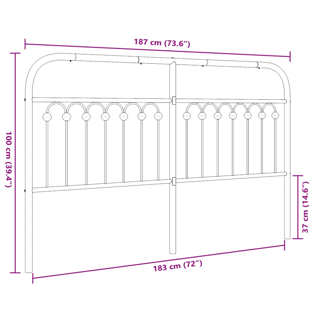 vidaXL Metal Headboard White 180 cm