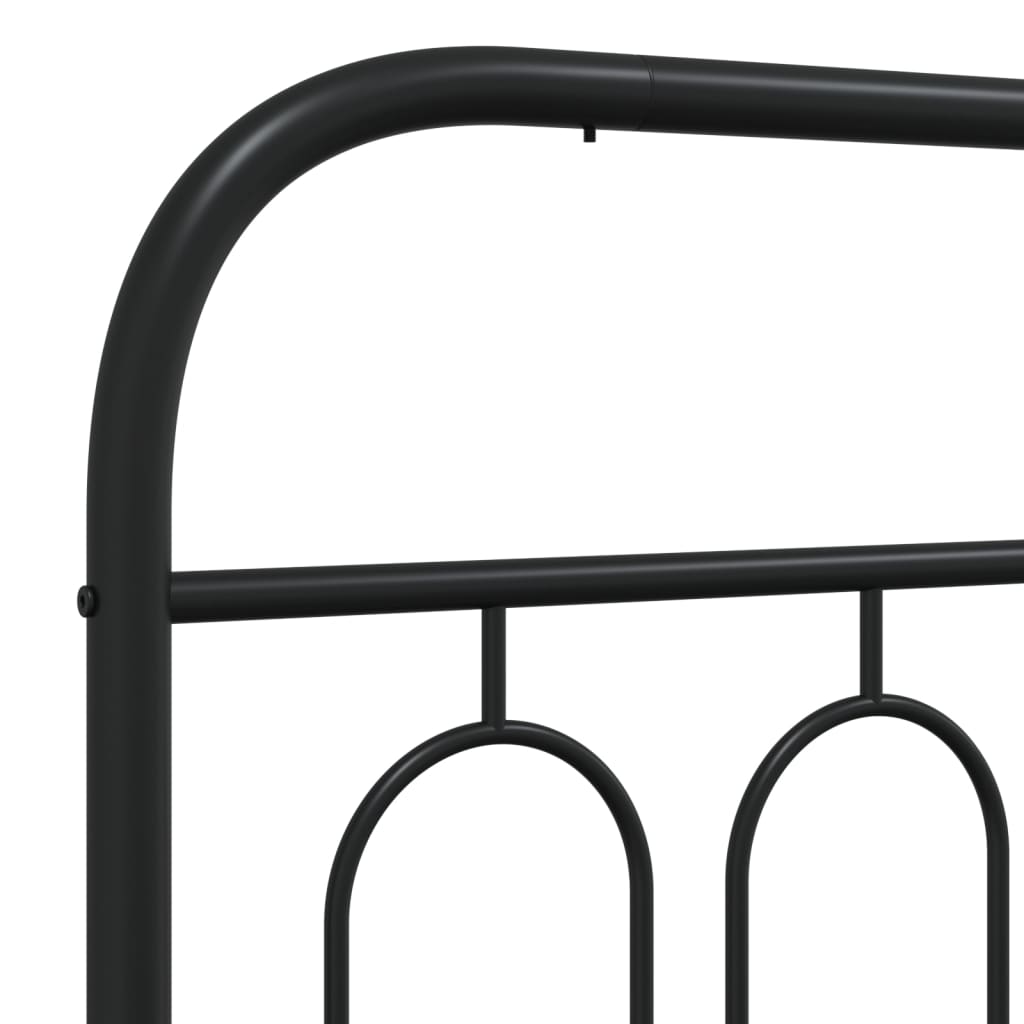 Metal Bed Frame without Mattress with Headboard Black 75x190cm