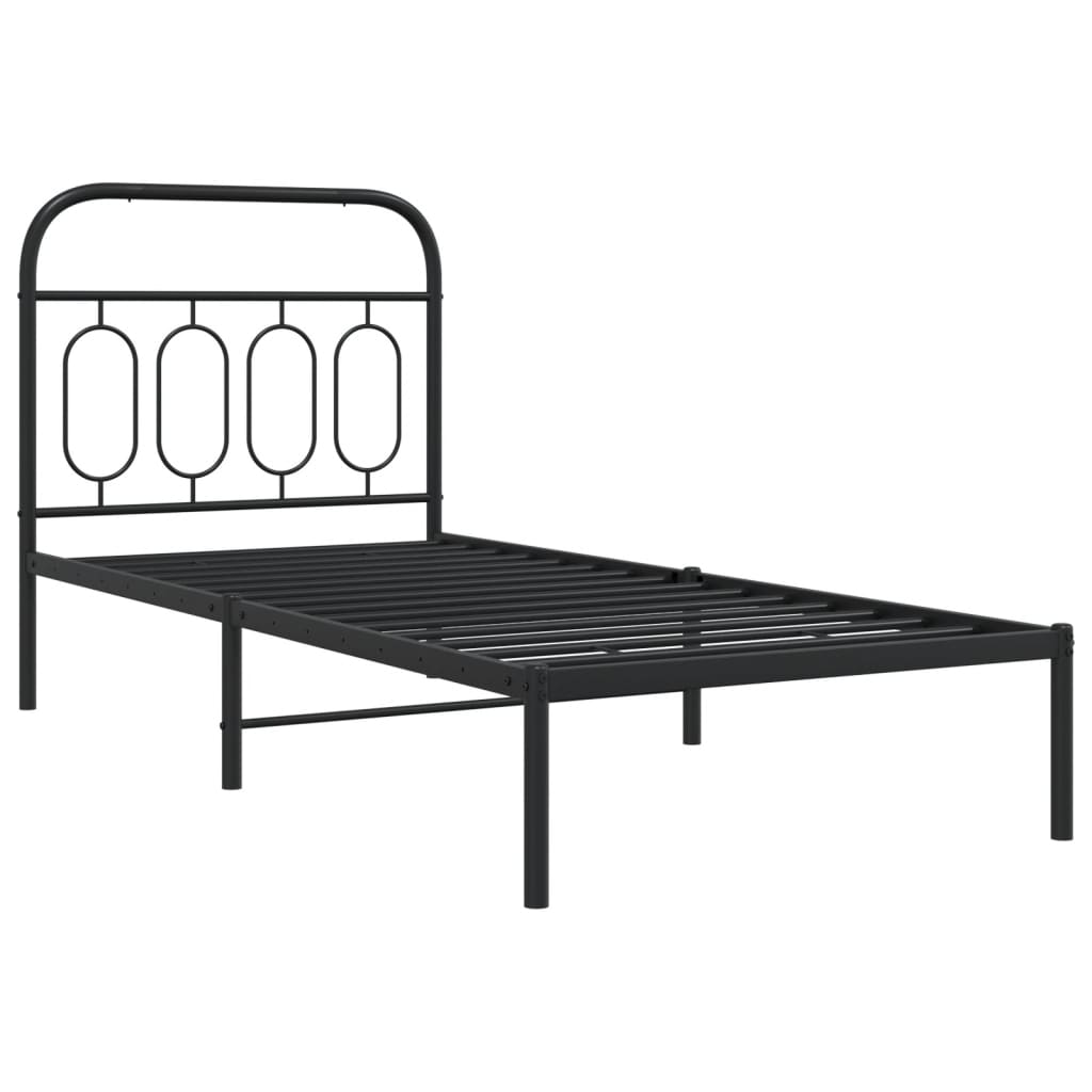 vidaXL Metal Bed Frame without Mattress with Headboard Black 80x200cm