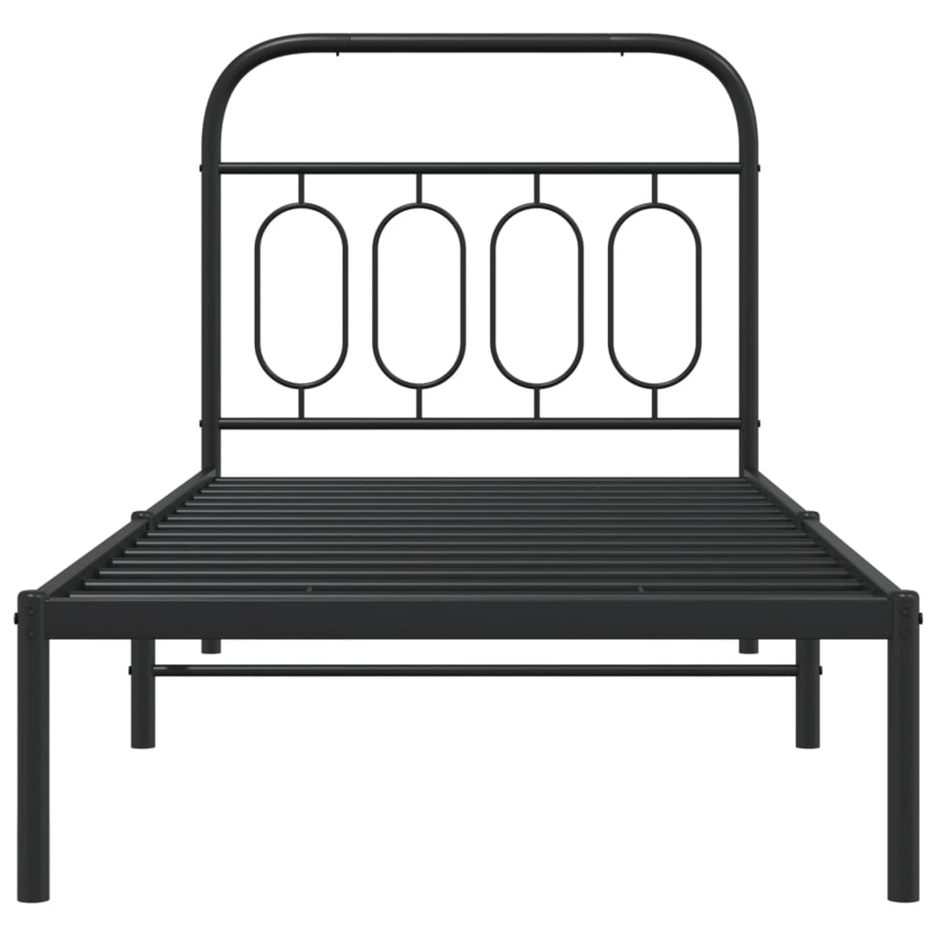 vidaXL Metal Bed Frame without Mattress with Headboard Black 80x200cm