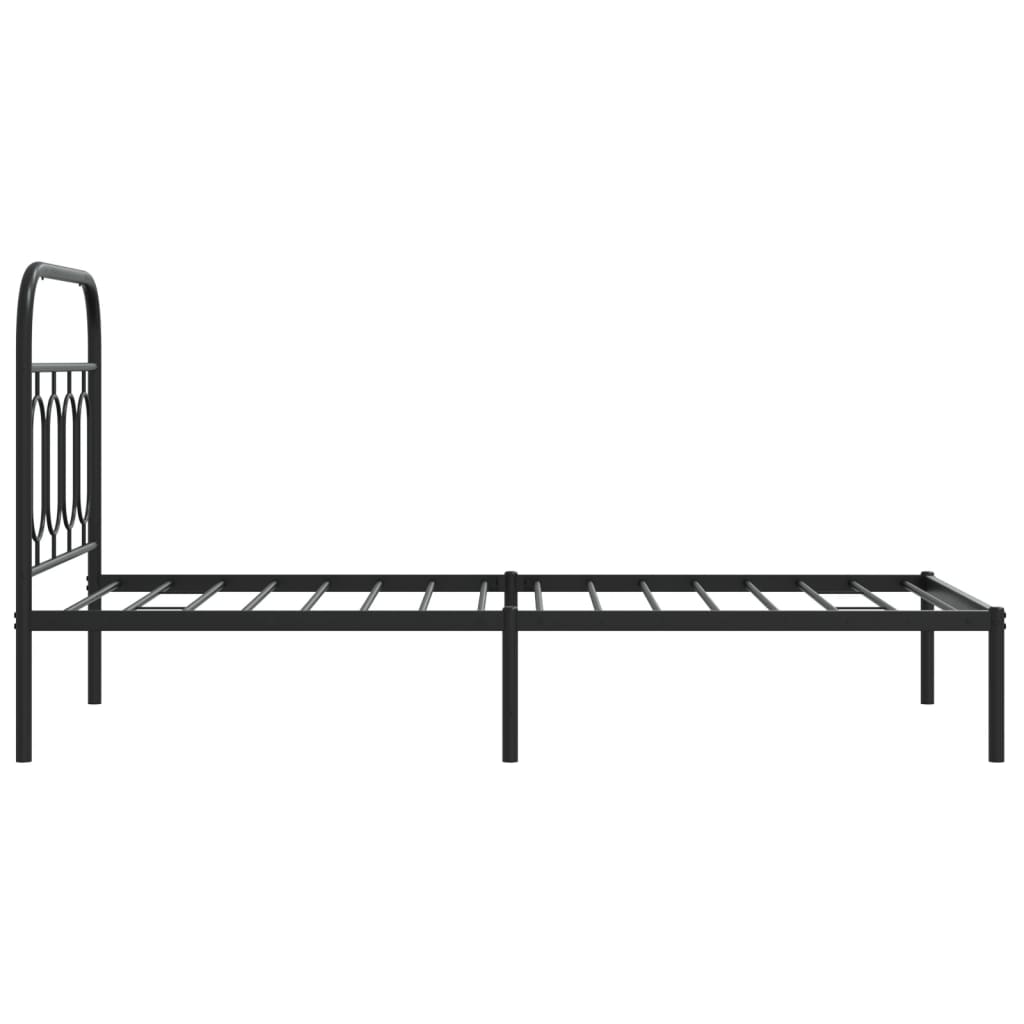 vidaXL Metal Bed Frame without Mattress with Headboard Black 80x200cm