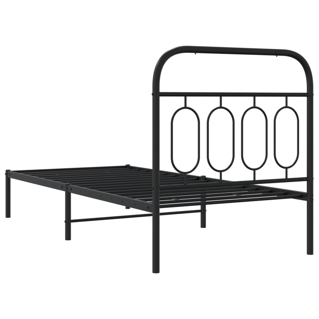 vidaXL Metal Bed Frame without Mattress with Headboard Black 80x200cm