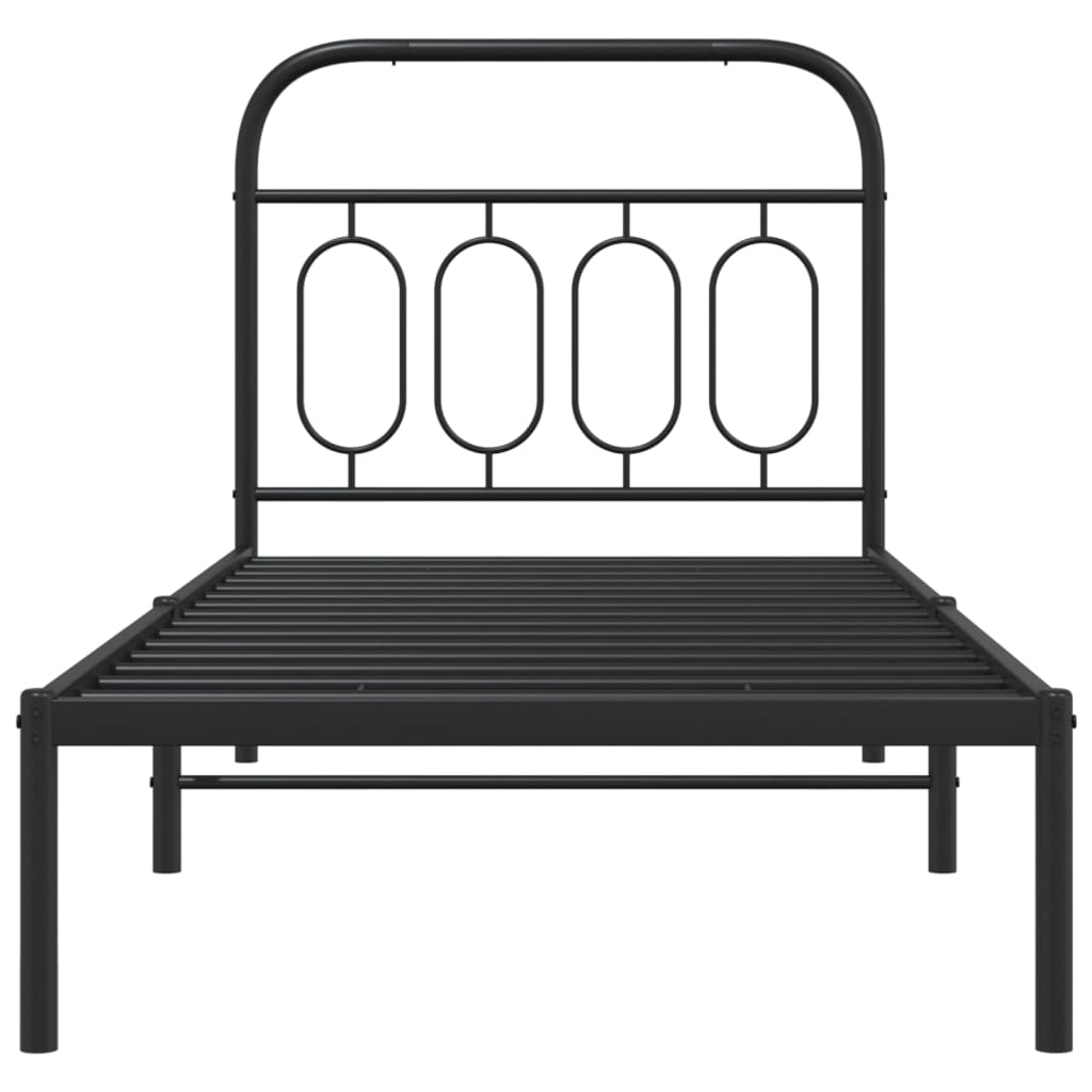 vidaXL Metal Bed Frame without Mattress with Headboard Black 90x190cm