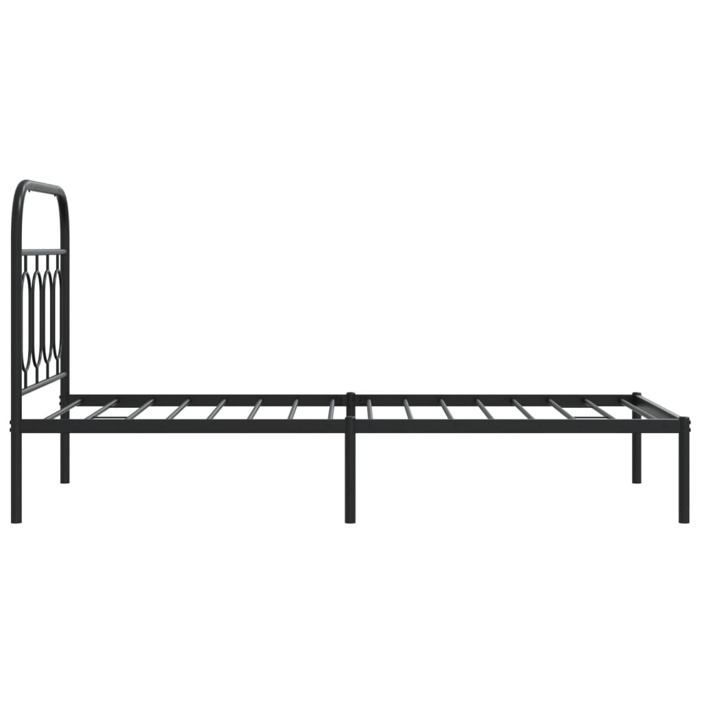 vidaXL Metal Bed Frame without Mattress with Headboard Black 90x190cm