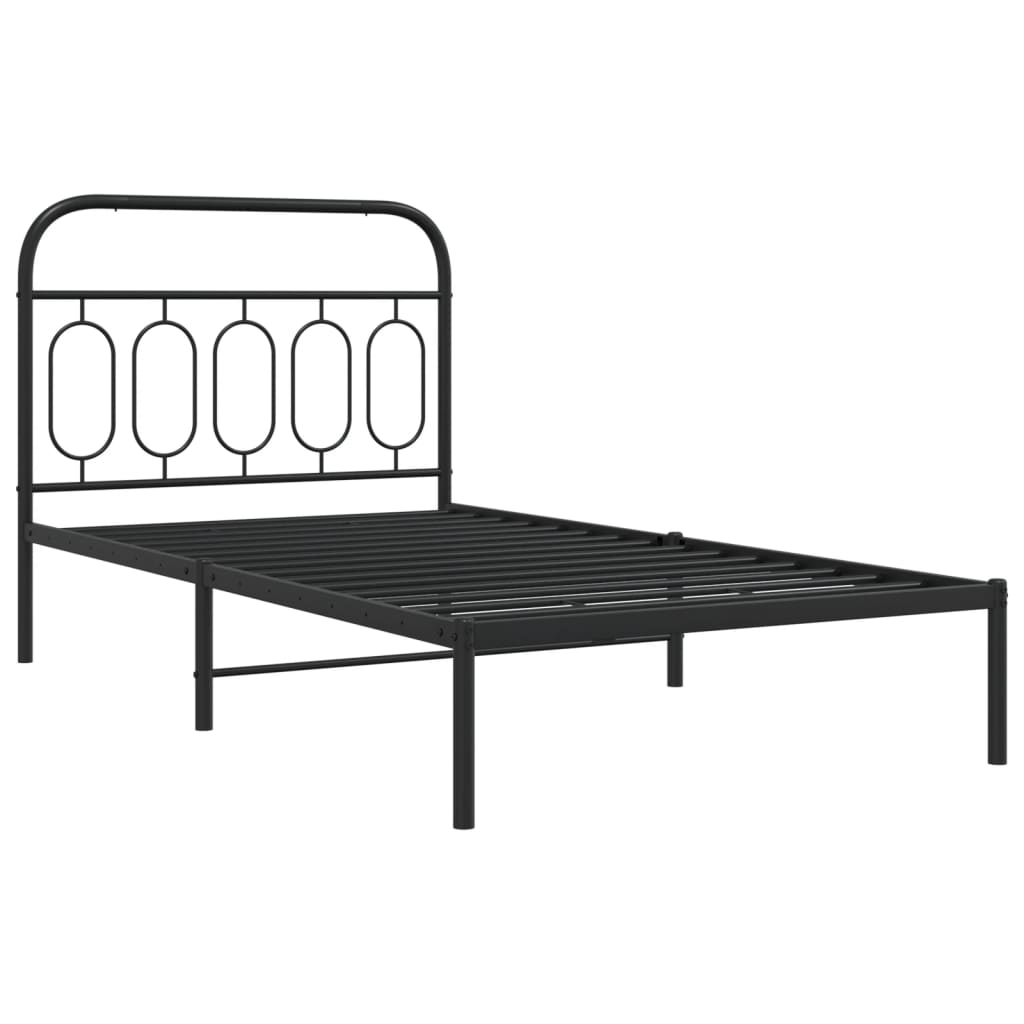 vidaXL Metal Bed Frame without Mattress with Headboard Black 100x190cm