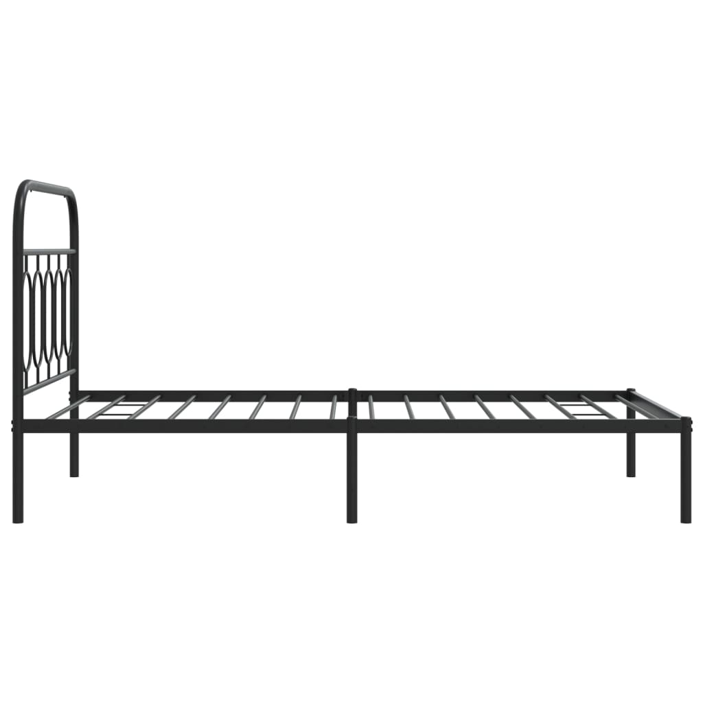 vidaXL Metal Bed Frame without Mattress with Headboard Black 100x190cm