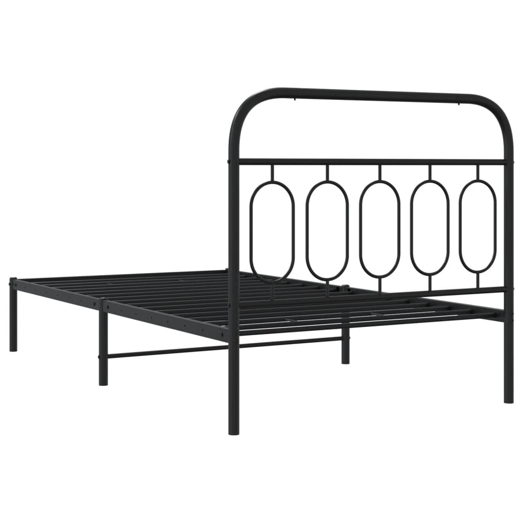 vidaXL Metal Bed Frame without Mattress with Headboard Black 100x190cm