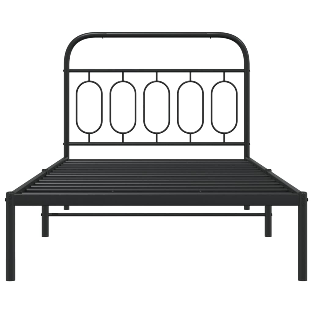 vidaXL Metal Bed Frame without Mattress with Headboard Black 107x203cm