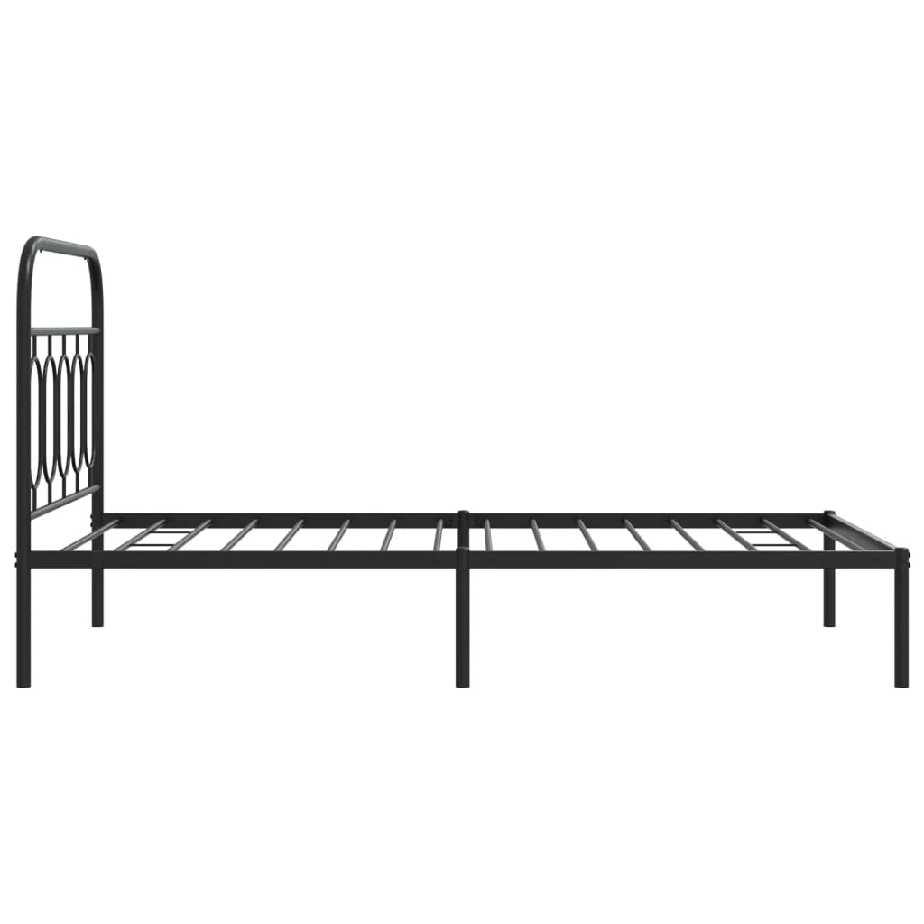 vidaXL Metal Bed Frame without Mattress with Headboard Black 107x203cm