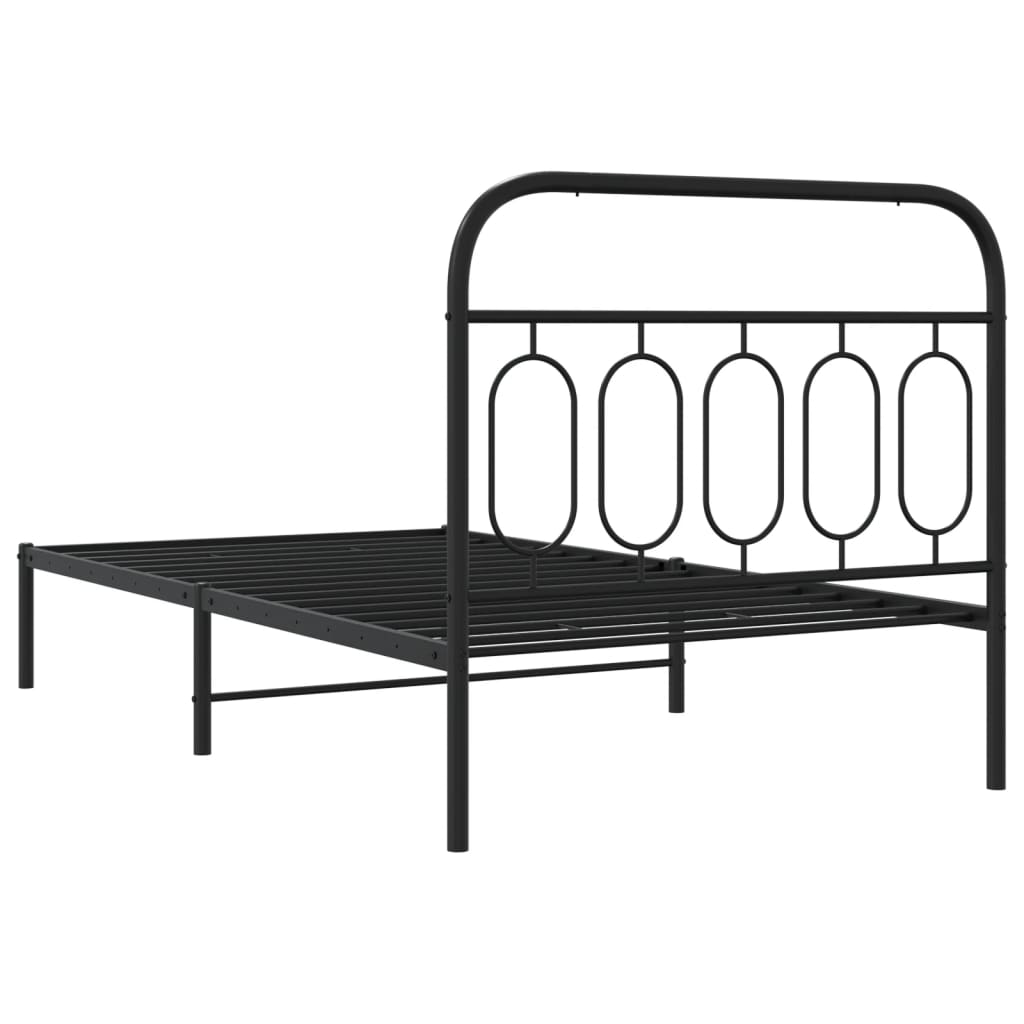 vidaXL Metal Bed Frame without Mattress with Headboard Black 107x203cm