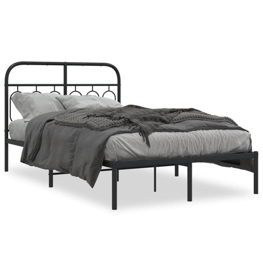 vidaXL Metal Bed Frame without Mattress with Headboard Black 120x190cm