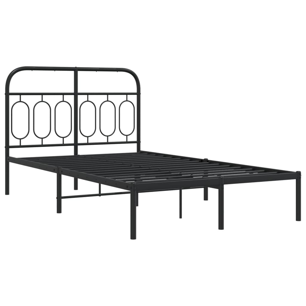 vidaXL Metal Bed Frame without Mattress with Headboard Black 120x200cm