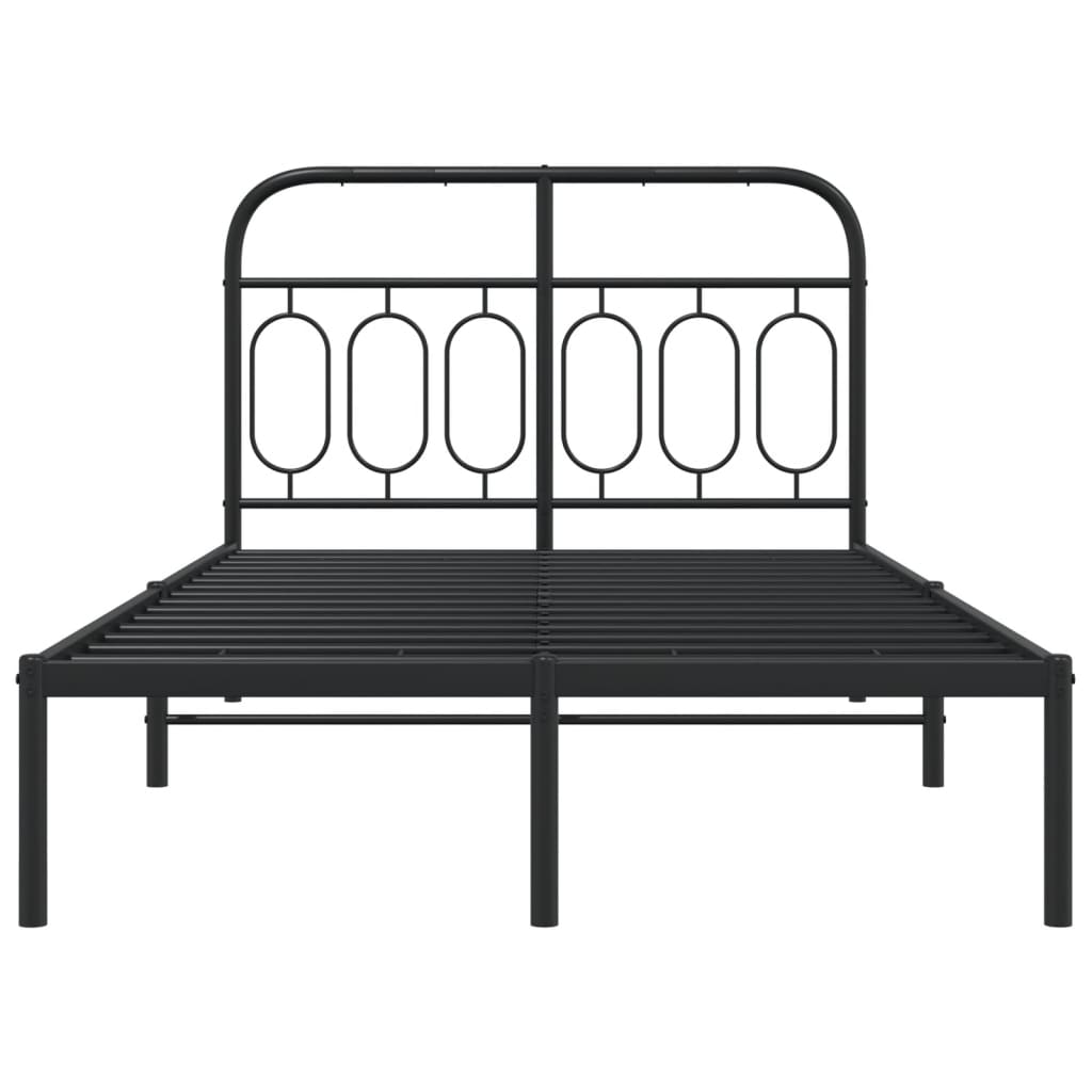 vidaXL Metal Bed Frame without Mattress with Headboard Black 120x200cm