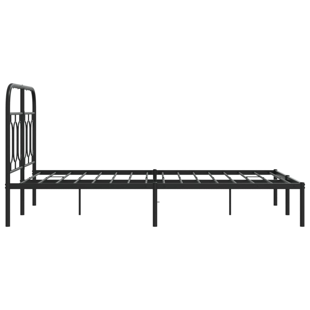 vidaXL Metal Bed Frame without Mattress with Headboard Black 120x200cm