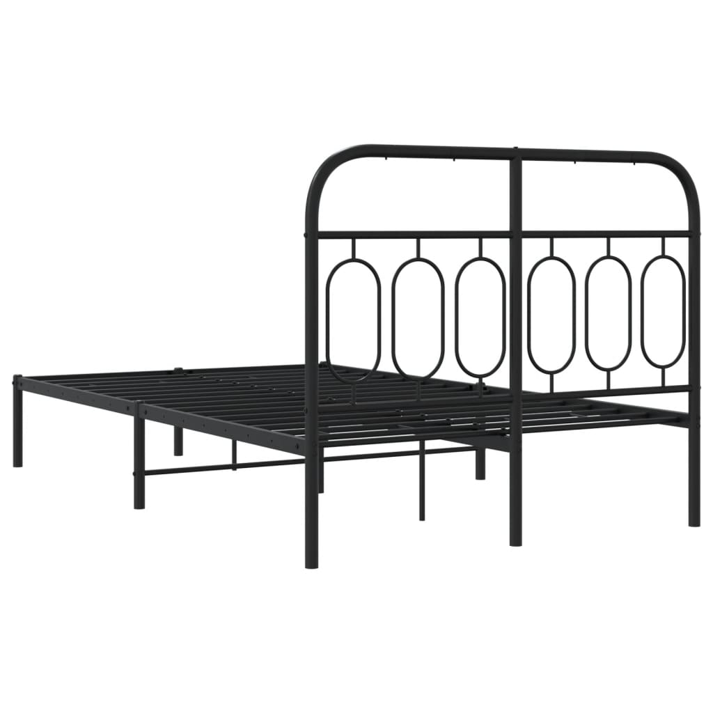 vidaXL Metal Bed Frame without Mattress with Headboard Black 120x200cm