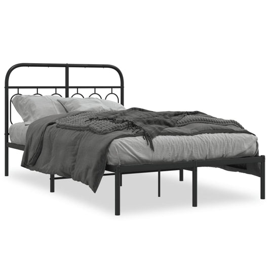 vidaXL Metal Bed Frame without Mattress with Headboard Black 120x200cm