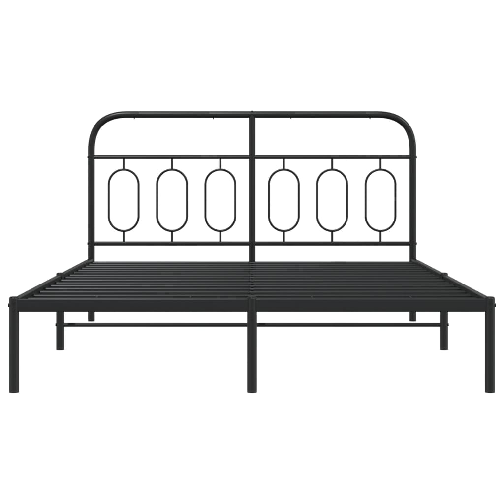 vidaXL Metal Bed Frame without Mattress with Headboard Black 135x190cm