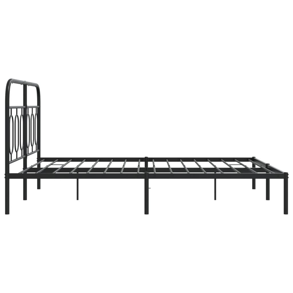 vidaXL Metal Bed Frame without Mattress with Headboard Black 135x190cm