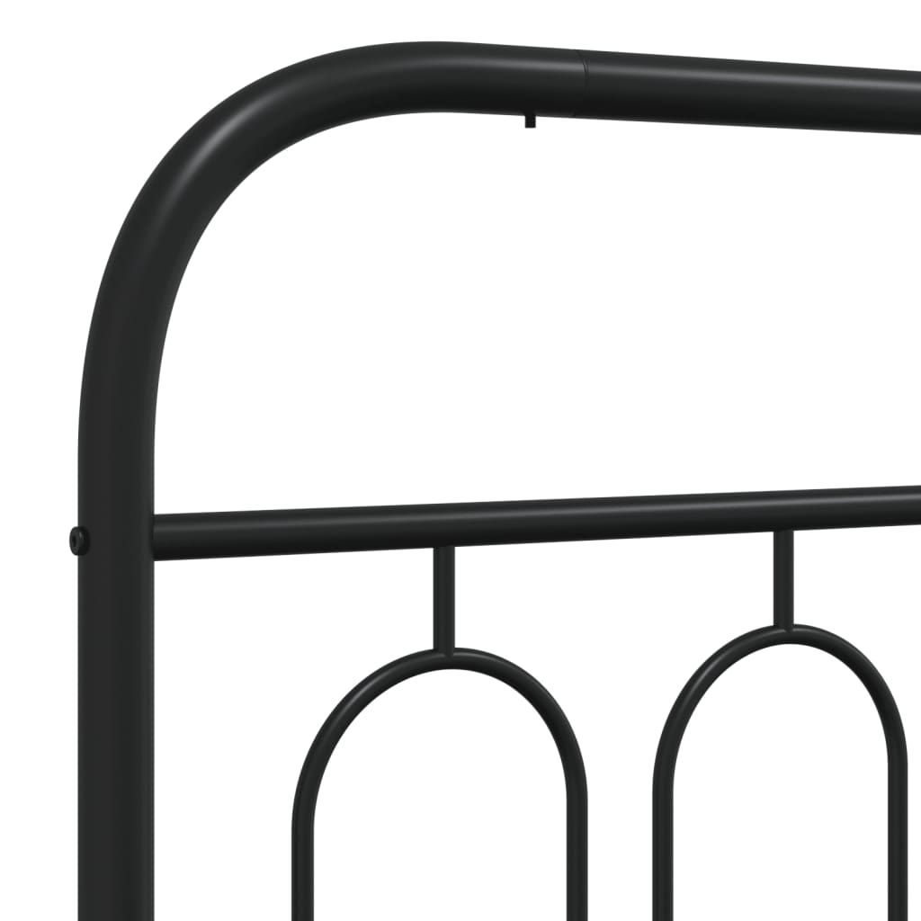 Metal Bed Frame without Mattress with Headboard Black 140x190cm