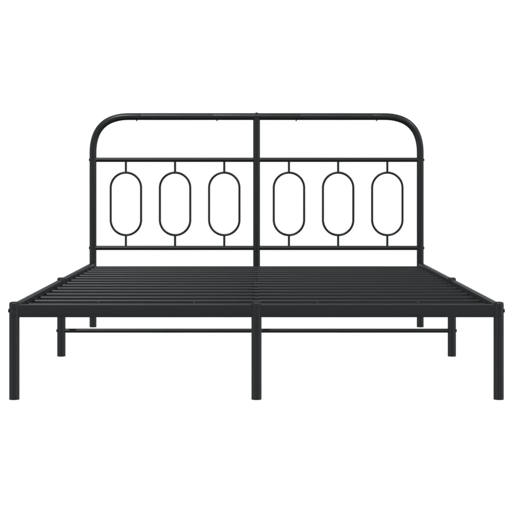 vidaXL Metal Bed Frame without Mattress with Headboard Black 150x200cm