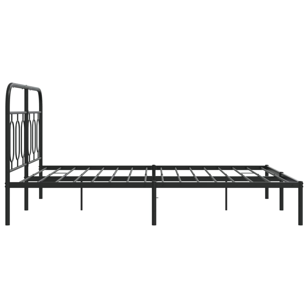 vidaXL Metal Bed Frame without Mattress with Headboard Black 150x200cm