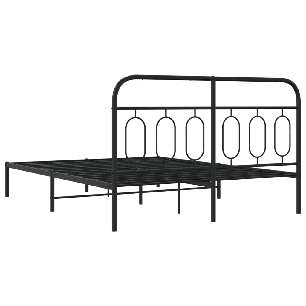 vidaXL Metal Bed Frame without Mattress with Headboard Black 150x200cm