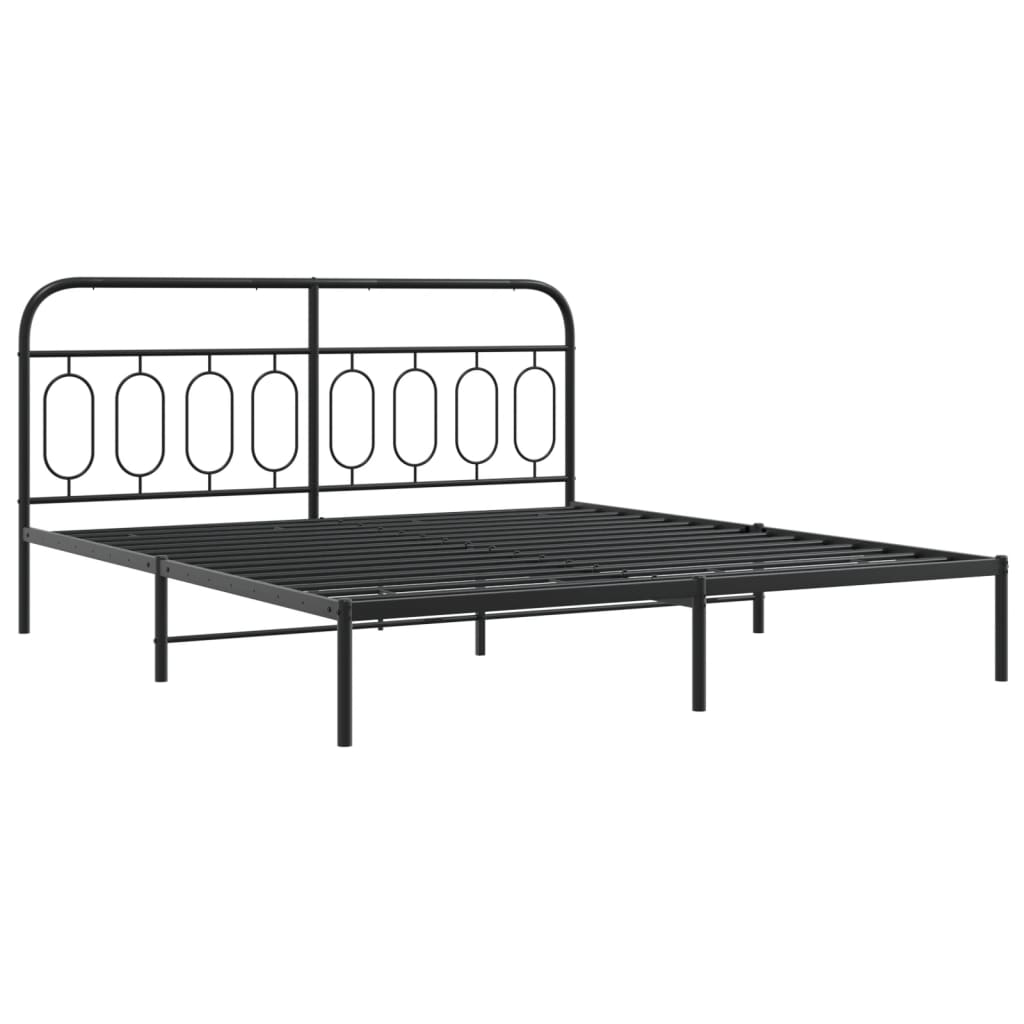 vidaXL Metal Bed Frame without Mattress with Headboard Black 183x213cm