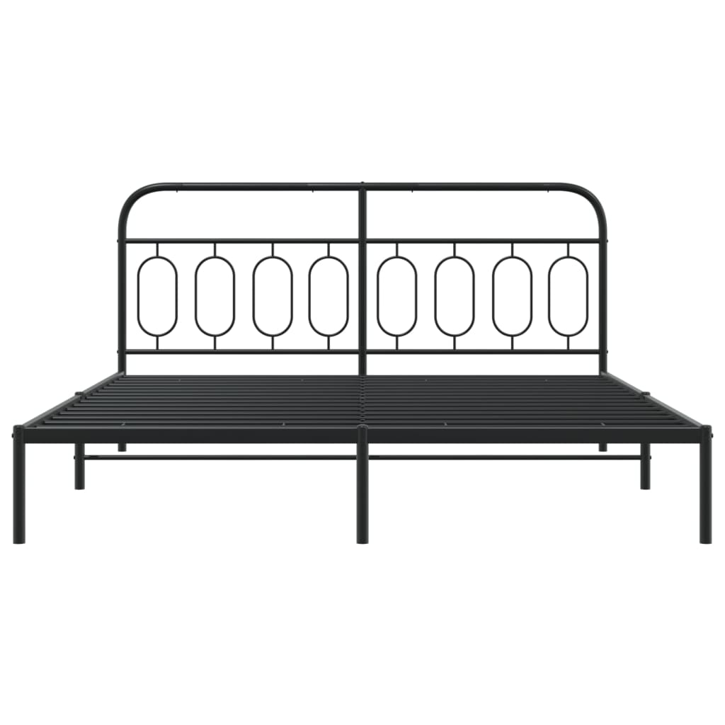 vidaXL Metal Bed Frame without Mattress with Headboard Black 183x213cm