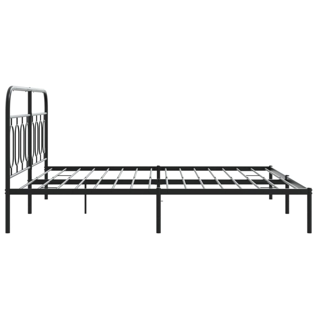 vidaXL Metal Bed Frame without Mattress with Headboard Black 183x213cm