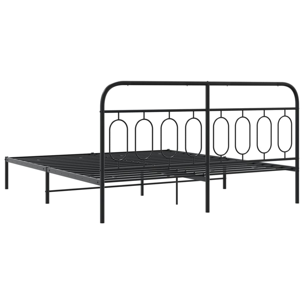 vidaXL Metal Bed Frame without Mattress with Headboard Black 183x213cm