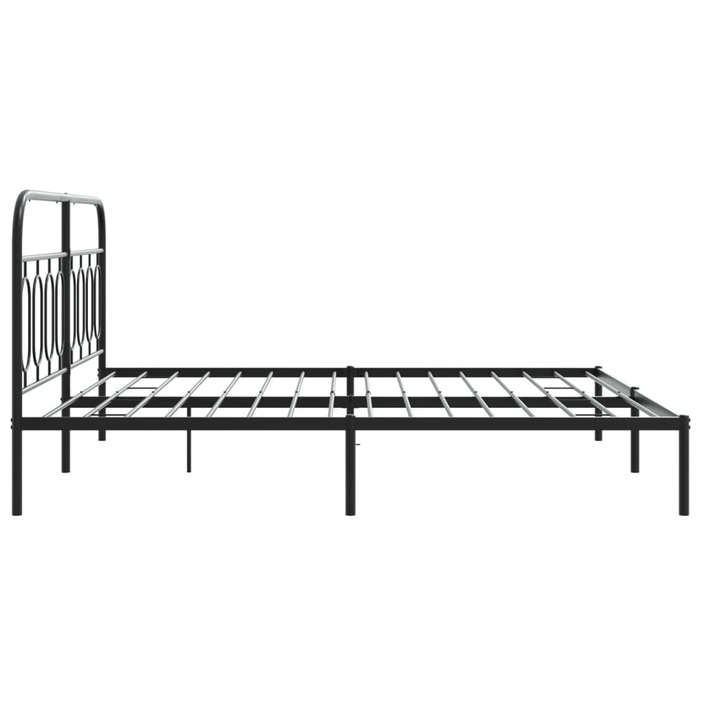 Metal Bed Frame without Mattress with Headboard Black 193x203cm