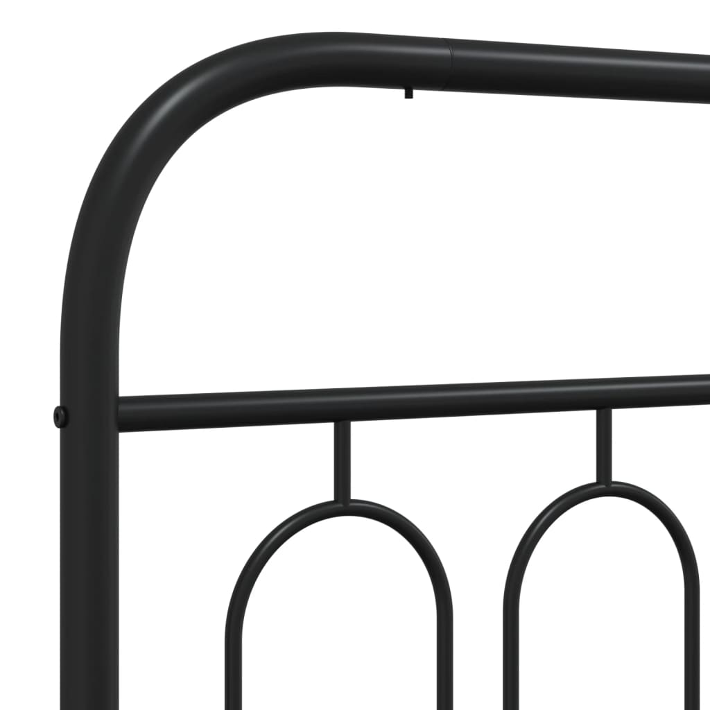 Metal Bed Frame without Mattress with Footboard Black 75x190cm
