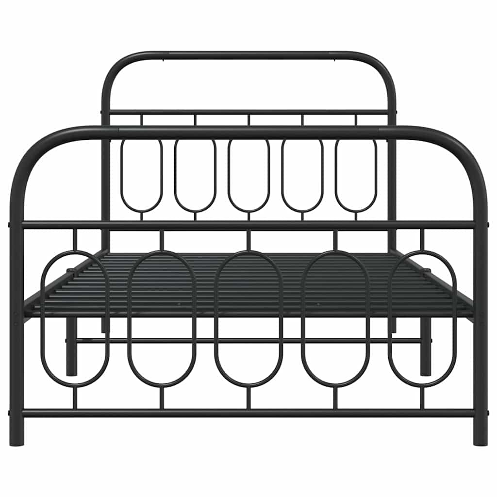 Metal Bed Frame without Mattress with Footboard Black 100x190cm