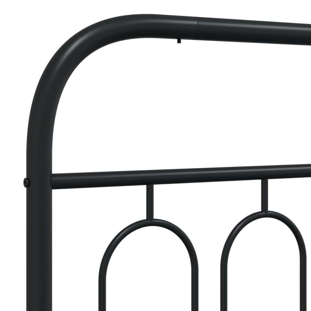 Metal Bed Frame without Mattress with Footboard Black 107x203cm