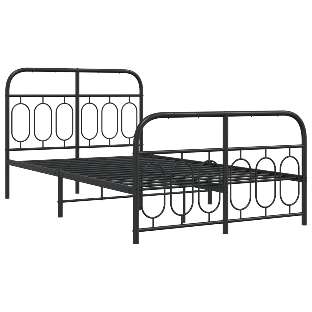 vidaXL Metal Bed Frame without Mattress with Footboard Black 120x200cm